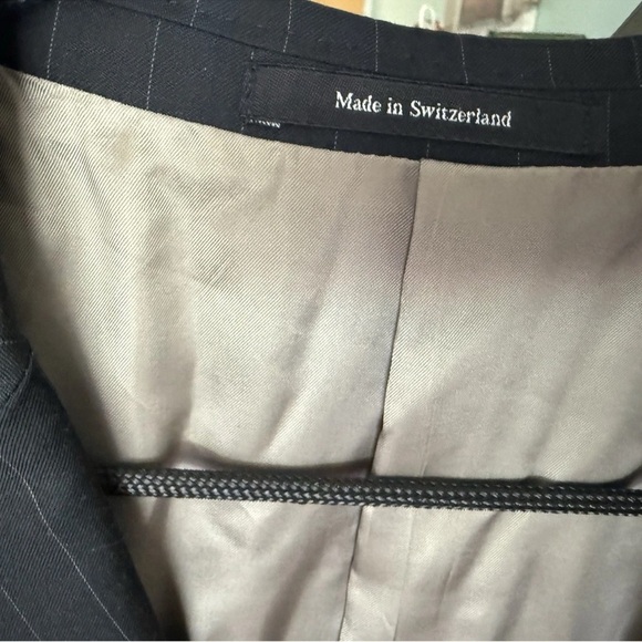 Ermenegildo Zegna Su Misura Wool Jacket Size 58C Black Pinstripe Switzerland - Picture 6 of 16